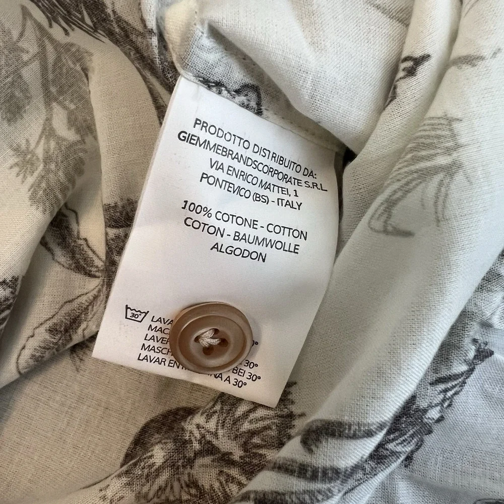 Guglielminotti NWT‎ Dress Shirt Size M White w/ Brown Jungle Print Cotton Long - Picture 5 of 9